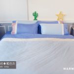 床包 / 單人 素色混搭設計款 藍X粉藍X白 100%精梳棉  單人床包含一個枕套
