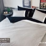 床包 / 加大雙人  素色混搭設計款 / 黑X灰X白 100%精梳棉  加大雙人床包含二個枕套