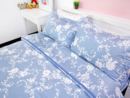 床包 / 特大雙人 印花設計款 / 春韻湛藍 100%精梳棉  特大雙人床包含二個枕套