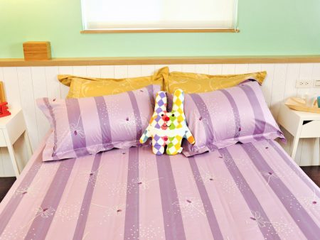 床包兩用被組 / 單人 印花設計款 / 蜻蜓紫迷 紫/藍 100%精梳棉  單人床包兩用被組