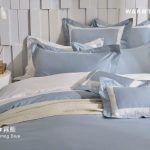 床包 / 雙人 純色設計款 / 霧藍 60支精梳棉 雙人床包含二個枕套