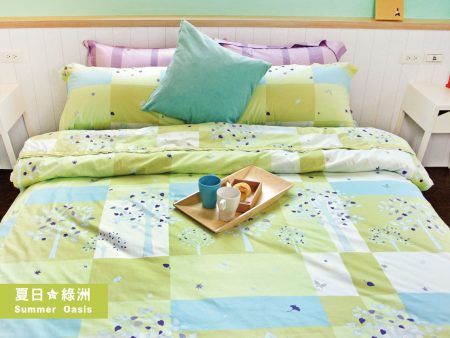 床包兩用被組 / 特大雙人 印花設計款 / 夏日綠洲 100%精梳棉  特大雙人床包兩用被組